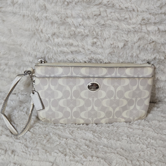 Coach Gray and Cream Wristlet Clutch - Picture 1 of 11